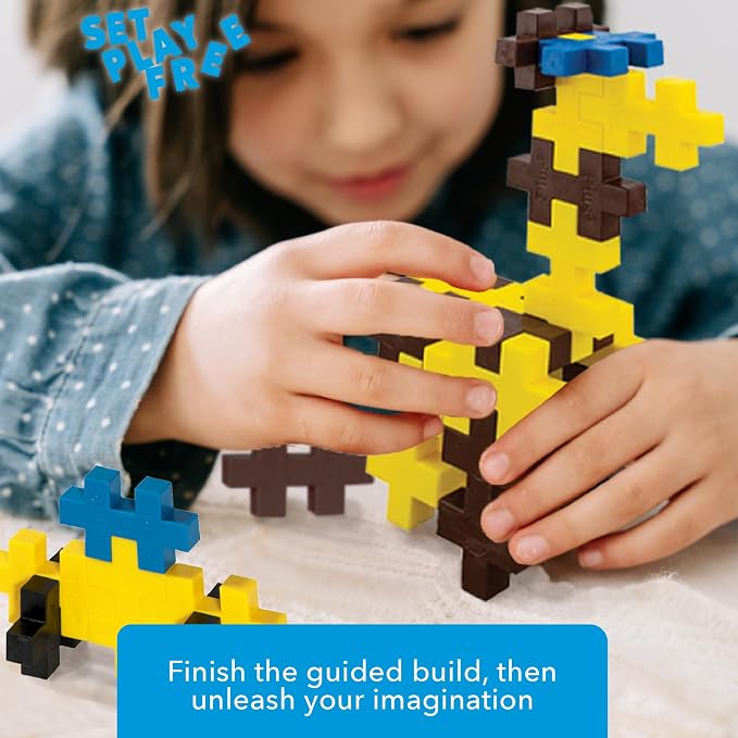 PLUS PLUS Big Giraffe Tube, 15 Piece - Large Building Blocks for Toddlers | Quiet Stem Toys for Toddlers, Gifts for Girls & Boys, Prek Classroom Essentials, Waffle Blocks Jumbo, 3D Animal Figures