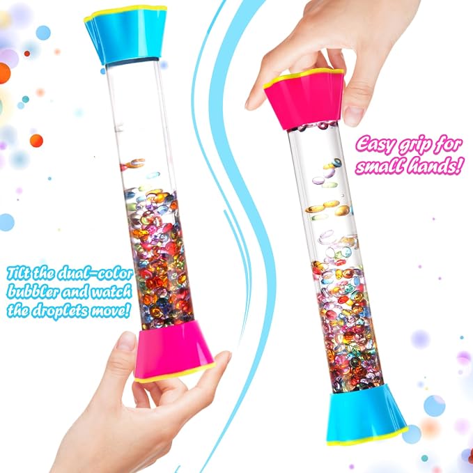 Sensory Fidget Tubes - Stocking Stuffers for Kids & Adults - Liquid Motion Bubbler Sensory Toys - Kids Stocking Stuffers - Colorful Bubble Fidget Toy for Desk & Travel