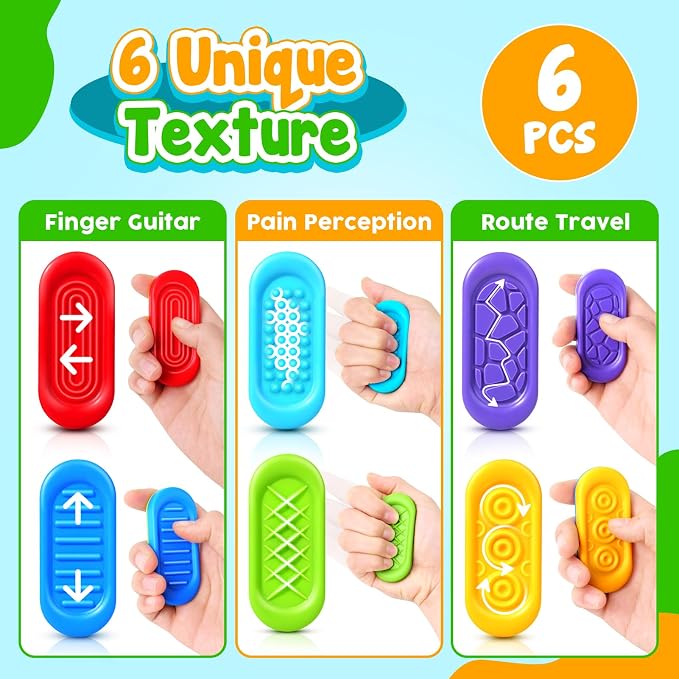 Sensory Marble Fidget Toys for Kids Autism 6 Park Quiet Classroom Fidgets | Gel Filled Autism Squeeze Sensory Toys ADHD, Silent Stress Fidgets Worry Stones for Student Classroom Prizes, Travel Gifts