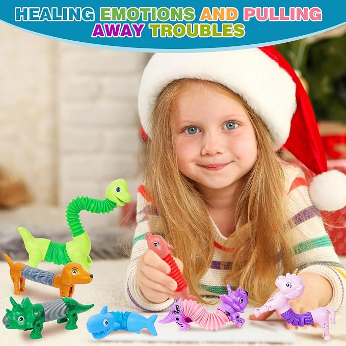 10 PCS Animal Pop Tubes Fidget Toys, Sensory Stress Relief Toys for Kids 3+ | Stress relief fidget toys, autism sensory play, goodie bag stuffers, classroom prizes, kids party favors, ages 3+