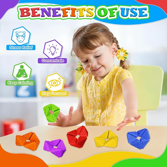 6Pack Fidget Silicone Sensory Toys for Kids Flip Cube with Textures | Quiet Small Fidgets for Classroom Focus,Stress Relief Toys for Autism ADHD Calm Down, Non-Toxic Durable Desk Fidgets Home