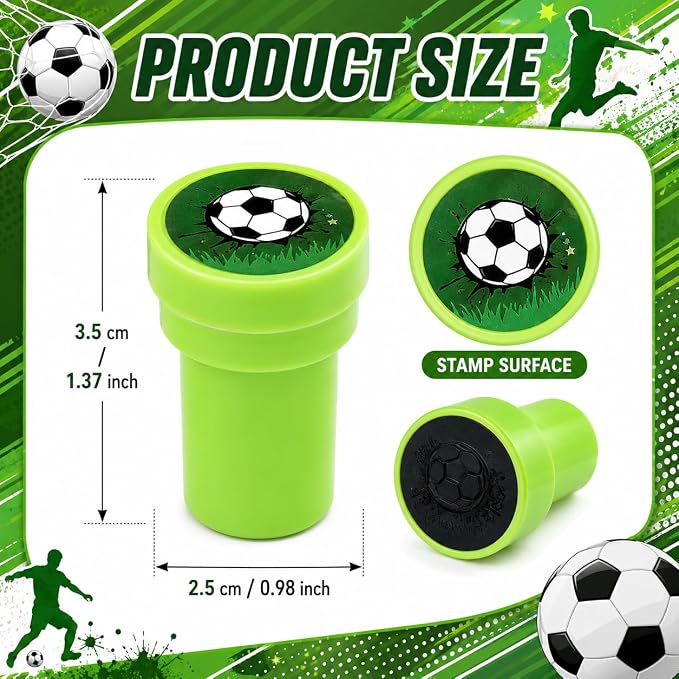 Cinrobiye 24 Pcs Soccer Sports Stampers for Kids, Pre-Inked Football Party Favor Set, Sports Birthday Party Supplies, Classroom Rewards, Goody Bags, Piñata Fillers
