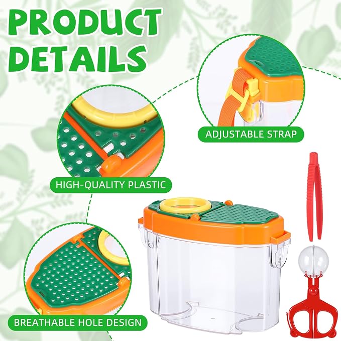 Halloscume 8 Set Bug Catcher for Kids Bug Viewer and Insects Tweezer for Students, Critter Catching Kit Magnifying Insect Cage Container Kit for Kids Outdoor Science Nature Exploration