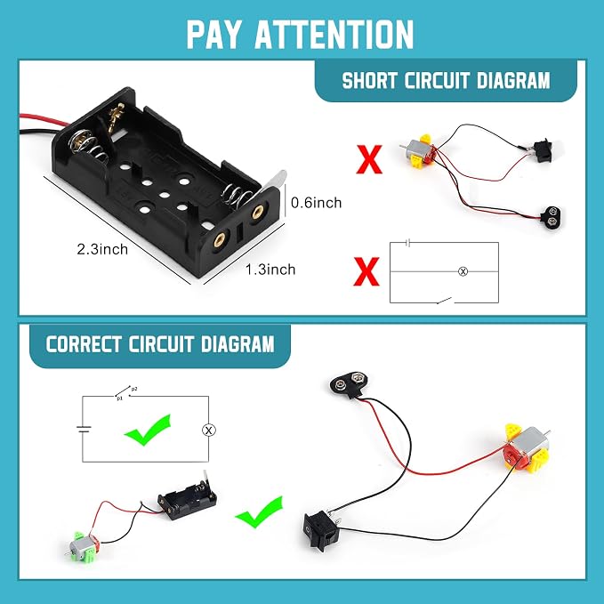 Sntieecr 276PCS DC Motor Kit, Mini Electric Circuit Kit | for DIY Science Projects with Motors, LED Light, Vanes Propeller, AA Battery Holder, Plastic Gears, Gift for Kids
