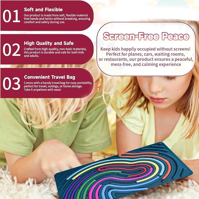 Sensory Activity Board, Sensory Fidget Toys for Kids Adults, Stress Relief | Quiet Sensory Toys, Fidget Toys for Adults and Kids, 14 Colorful Strings, Screen-Free Travel Activity for Car and Airplane