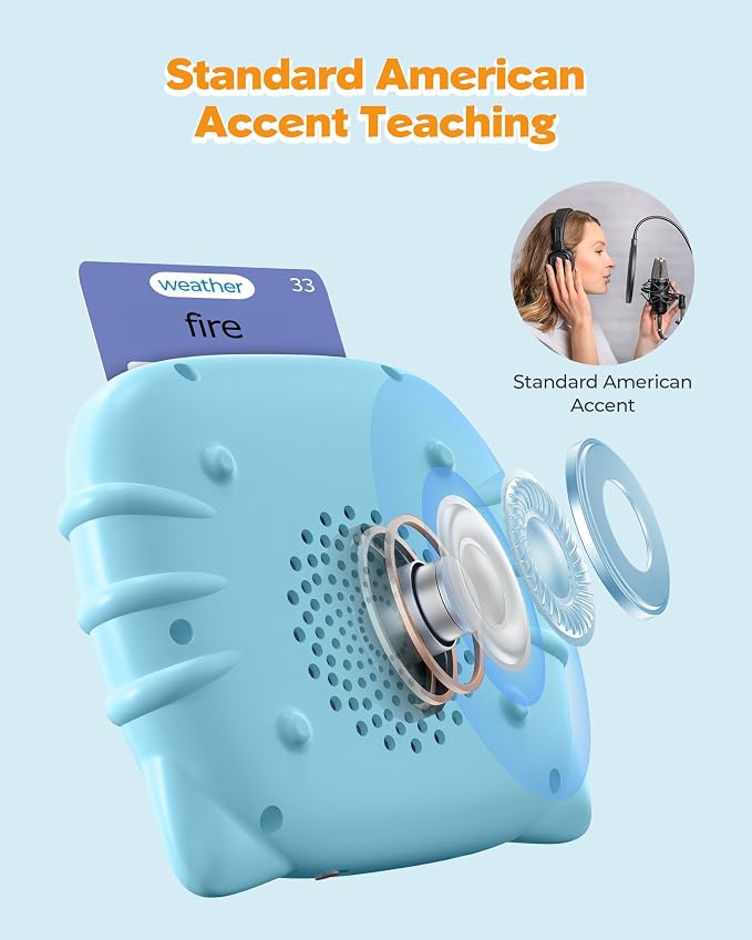 Airbition Talking Flash Cards for Toddlers Ages 1‑4, 510 Words English Blue | Montessori Language Learning Toys with 31 Themes, Children's Sensory Toys, Pocket Speech Therapy Device for Children