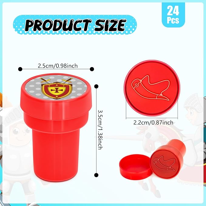 Cinrobiye 24 Pcs Armor of God Stampers Party Favor Set, Cute Christian Bible Stamps for Kids Church School, Sunday School Rewards, Classroom Prizes, Goody Bag Fillers, Faith Based Party Supplies