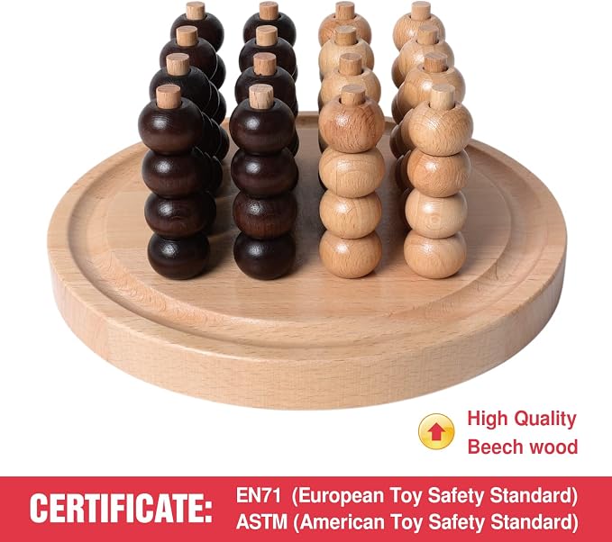 GOTHINK Portable 3D Wooden Four in a Row Board Games for Adults & Kids- 4 in a Row Game Set with Birch Chess for Family Night Games Birthday & Holiday Party Toy Gifts - Challenge Your Mind