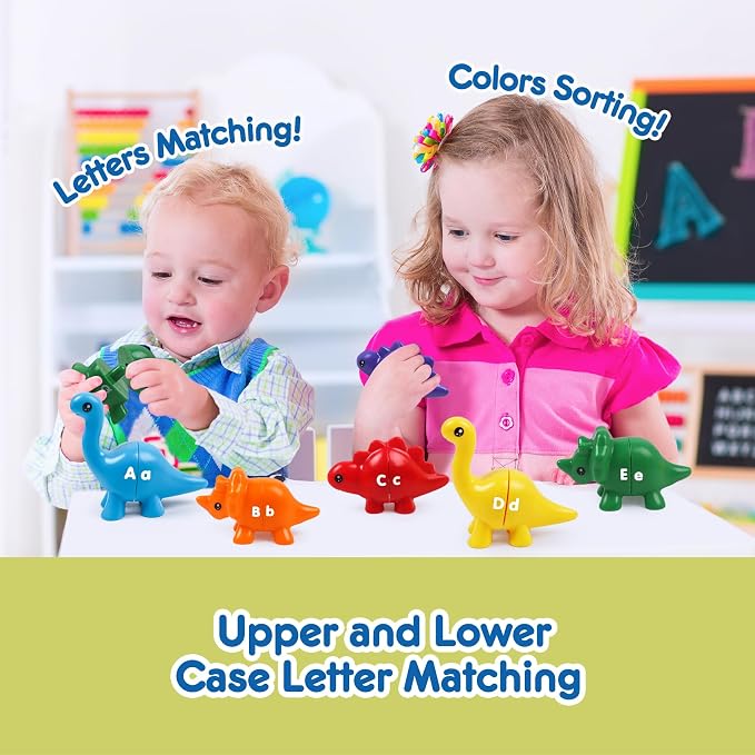 26pcs Alphabet Dinosaurs Matching Toy, Toddlers ABC Learning Dinosaurs | 26pcs, Matching & Sorting Game, Sensory Toy, Preschool Learning Activities, Educational Gifts, Ages18M+