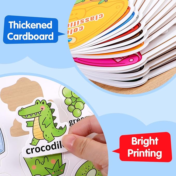 Montessori Busy Book Color Sorting Toys for Toddlers 2-4 Years | Educational Preschool Learning Activities for Kids, Sensory Fine Motor Matching Games for 3 Year Old Boys Girls Gifts