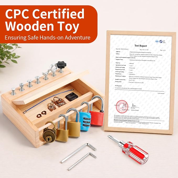 INIFEIDALA Montessori Screwdriver Board Set - Lock and Key Toy | Busy Board Toys for 3 4 5 Year Olds Boy Birthday Gifts,Kids Tool Set,Preschool Learning Sensory Fine Motor Skills STEM Toys