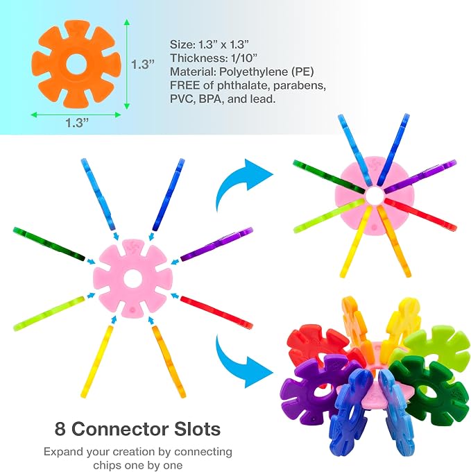 PicassoTiles Building Chip Interlocking Disc Construction Blocks in Orange Color STEM Learning Early Education Toy Engineering Playset Child Brain Development for Toddlers Girls Boys Kid Age 3+ PTF108
