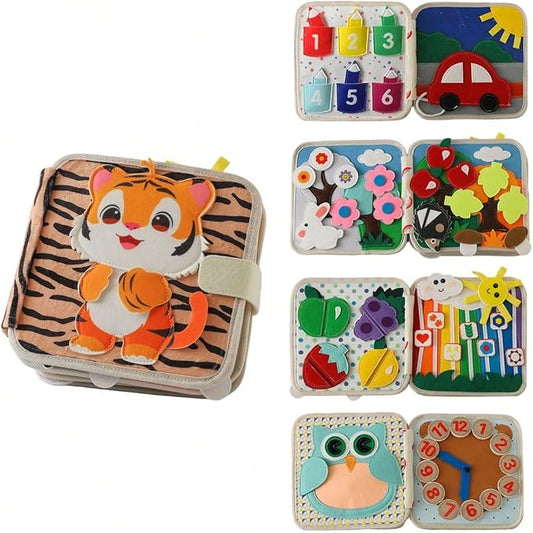 GOODMOM Busy Book for Toddlers Age 1-3 - Interactive Quiet Felt Activity Book with Hide-and-Seek Tiger, Travel Toys for Kids, Learning Toys, Fine Motor Skills,