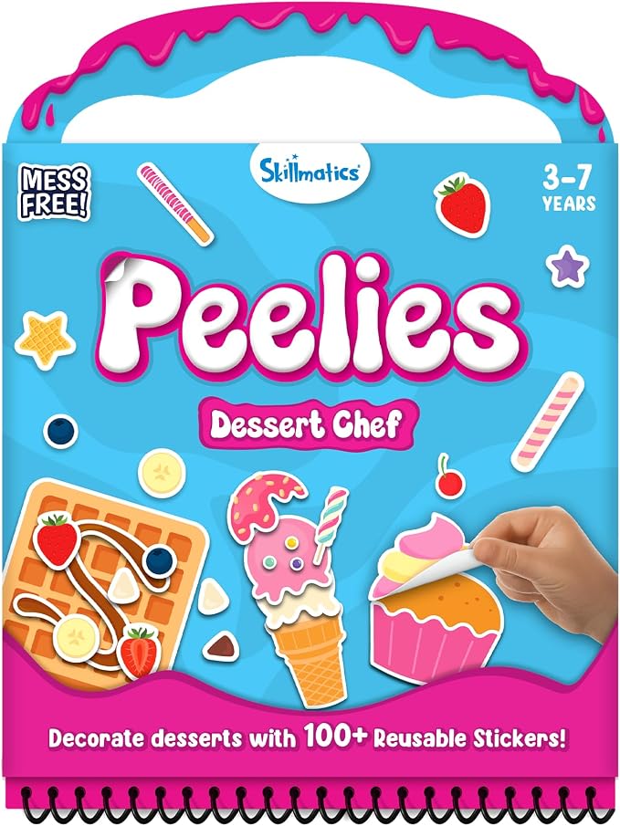Skillmatics Peelies – Dessert Chef, Reusable Stickers, Gift for Toddlers | 100+ Reusable Stickers, Mess-Free Fun for Preschoolers, Travel Toy, Kids Ages 3, 4, 5, 6, 7