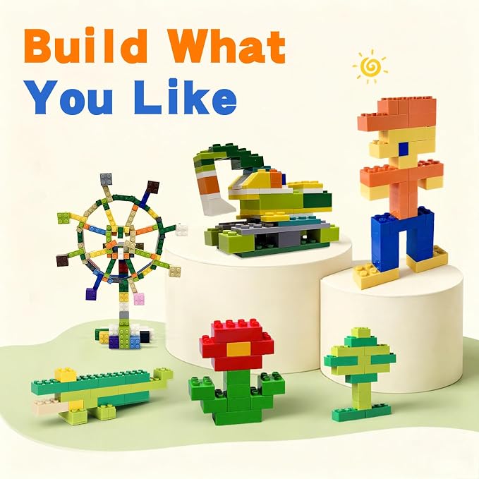 1020 PCS Building Bricks Compatible with Lego Classic - 1020 Pieces Basic Bulk Building Blocks in Random Color - Mixed Shape (1020 pcs)