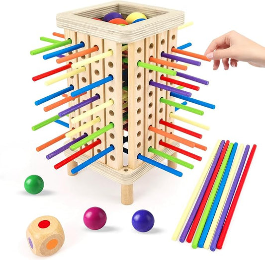 Pichoi Montessori Game Wooden Board Game - Multiplayer Family Travel Game - Math Educational Fine Motor Skills Toy for Boys Girls Ages 3-8, Perfect Holiday & Birthday Gift