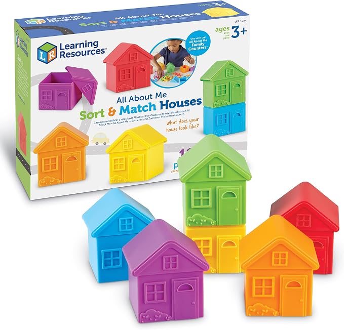 Learning Resources All About Me Sorting Houses | 12 Pieces, Ages 3+ Fine Motor & Sorting Skills, Montessori Toys, Special Education Actives, Imaginative Play