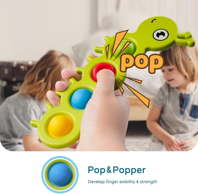 LiKee Fidget Popper Baby Toy, Montessori Sensory Travel Toys for 10M+