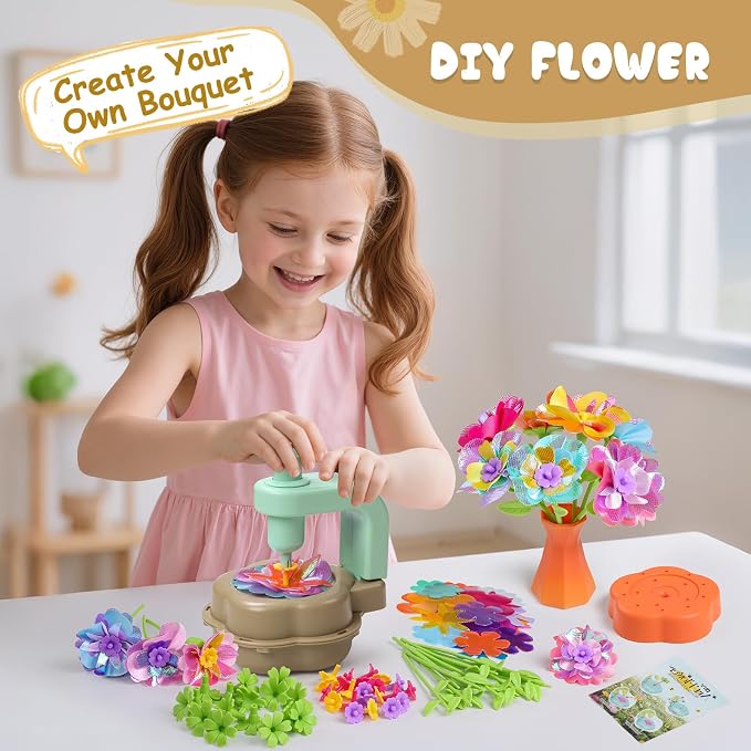 Scvcid Arts and Crafts for Girls Aged 3-12, Includes Extra Accessory Set | DIY Art Flower Toys Fabric Bouquet Craft for Toddler, Birthday Gifts for 3 4 5 6 7 8 9 10 11 12 Year Old Girls