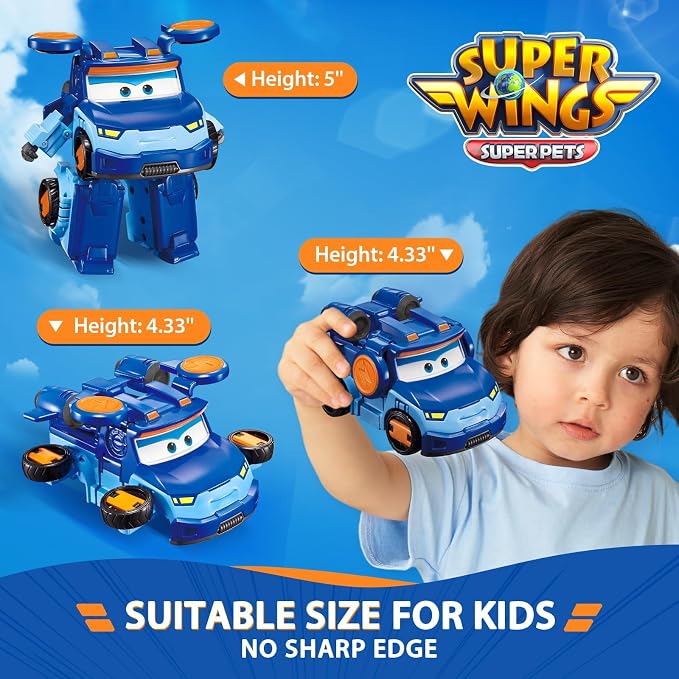 Super Wings Transformable Toys 5" Action Figure Supercharge Tobot Leo, 3 in 1 Rescue Bots Transforming Airplane Car Robot, Educational Toys for Boys and Girls Age 3+, Gifts for Preschool Kids
