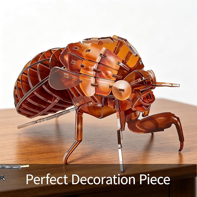 3D Acrylic Insect Puzzle DIY Bug Model Kit Animal STEM Gift | Building Kits Crafts Figurine Sculpture Nature Decoration Educational Display Toys for Kids Teens and Adults (Cicada Exuviae)