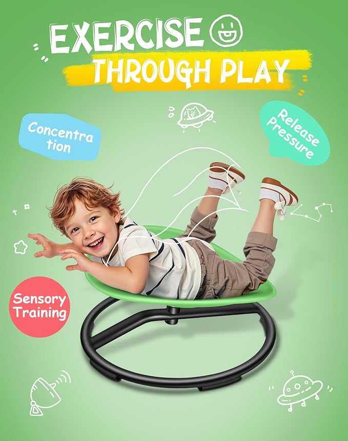 FERUERW Spinning Chair for Autistic Kids, Autism Sensory Products | Sensory Toy Gifts for Children with ADHD/Autism, 220LBS Weight Capacity, Training Body Coordination, 3+ Years (Light Green)