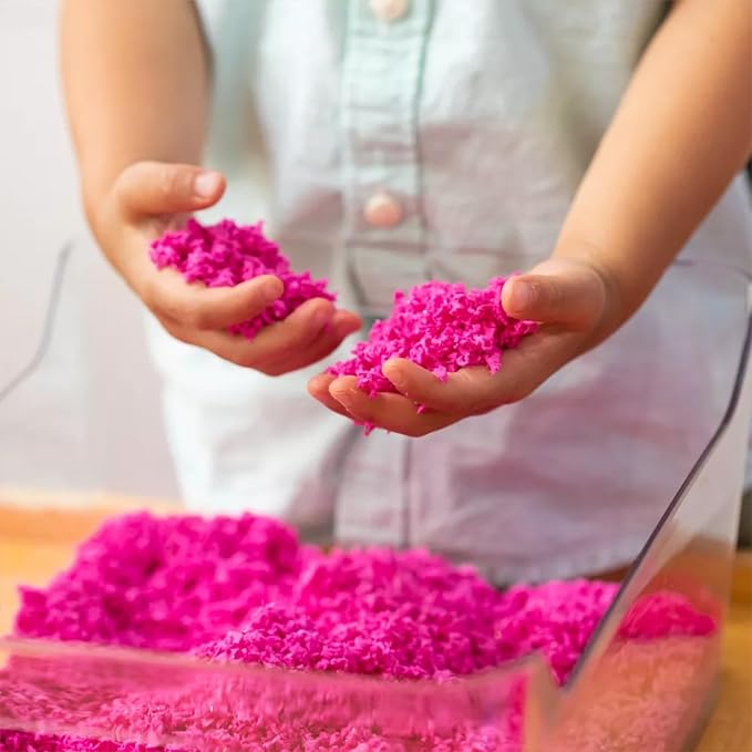 Educational Insights Pluffle 4-Pack (Yellow, Pink, Green, & Purple) - Preschool Sensory Bin Filler, Tactile Sensory Toys for Toddlers 3-4, Mess Free Slime Alternative, Satisfying Foam Sand Bin Filler