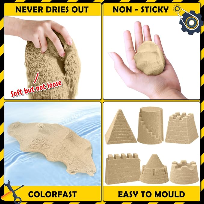 ESSENSON Construction Sensory Bin for Kids - 4LBS Magical Sand | Play Sand Kit with Toy Truck, Pretend Play Beach Sensory Toy, Sandbox, Gifts for Girls and Boys