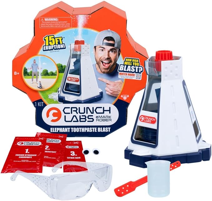 CrunchLabs by Mark Rober, Elephant Toothpaste Blast Kids Toys, Science Toys | Includes safety glasses, QR video access, and 6 repeatable blasts, toys for 8+ year old boys and girls