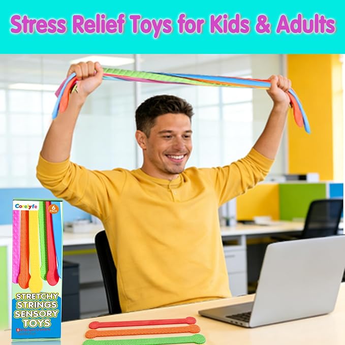 Sensory Fidget Autism Toys for Kids - Extra-Wide Stretchy Stress Relief Toys for ADHD Kids - Textured Calming Squishy Toys for Autistic Toddlers Boys Girls Gifts Party Favor Prizes for Classroom