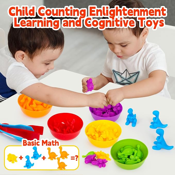 Dinosaur Toys,Color Sorting Toys for Kids,Montessori Education Learning Activities Sensory Training & Counting Games Christmas Stocking Stuffers Gifts for 3 Year Old Boys Girls