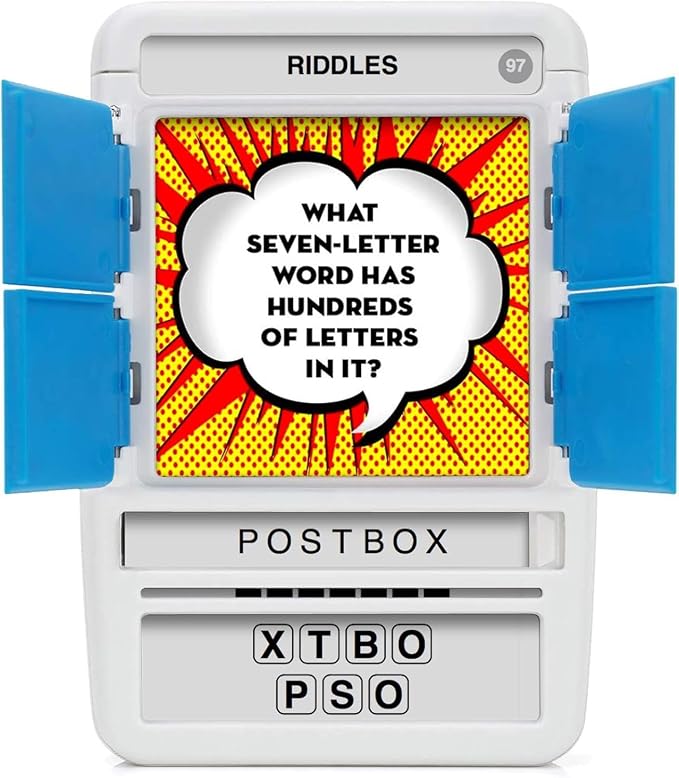 Riddles Travel Game - Guess 100 Riddles | Flash Cards with Slide Reveal Case | Card Game, Gift, Stocking Stuffer | Fun for Kids and Adults | Ages 6+