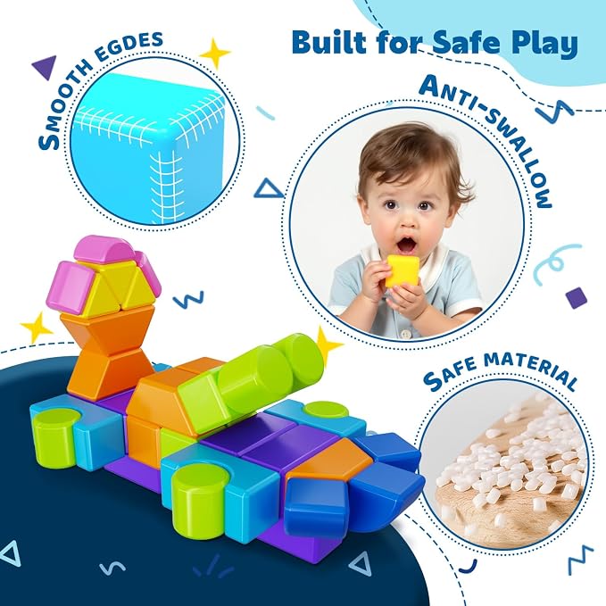 Pairez Toys Magnetic Building Blocks, Magnetic Blocks for Kids Ages 4-8 | 37 PCS 3D Multi-Shape Stacking Blocks, Sensory Montessori Magnet Cubes Toys for Boys & Girls, Toddler Travel Toys, Kids Gifts