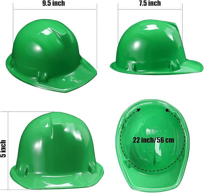 Sumind 48 Packs Construction Party Hats Kids Plastic Worker Helmet Bulk Toy for 3-8 Years Children Dress up Party Supplies(Green)