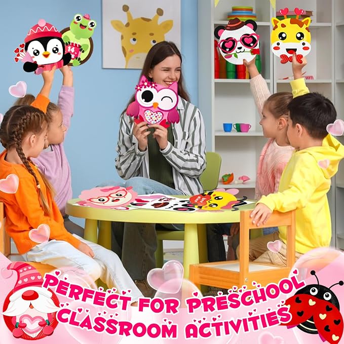 16 Pack Valentines Day Crafts for Kids, Toddler Crafts Paper Plate Art Kit Gift for 3 4 5 6 Year Old Boys Girls DIY Kids for Birthday Party Favor Preschool Classroom Party Games ﻿