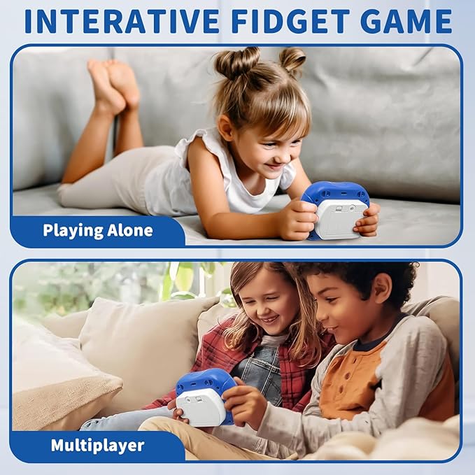 Intoypad Quick Push Pop Game Light Up Fidget Toy for Kids Blue | 6 Modes LED Screen Quick Push Pop Game Controller Electric Fidget Popper Game Bubble Game Birthday Gifts Toys for Kids Boys
