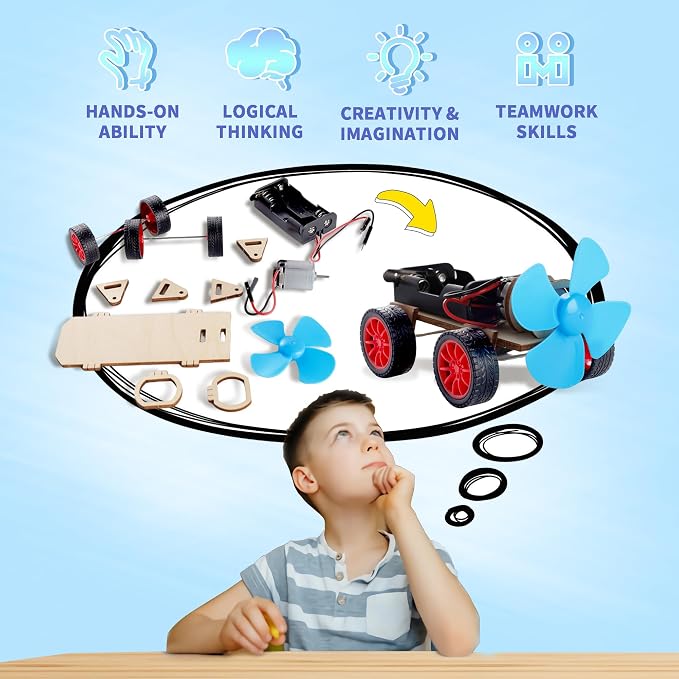 STEM Kits for Kids Age 8-10-12-14, Science Kits for Kids Age 8-12, STEM Toys Gifts for Boys Age 8 9 10 12 13 14, Car Building Science Experiment Projects 9-12, Solar Power & Engineering Kit