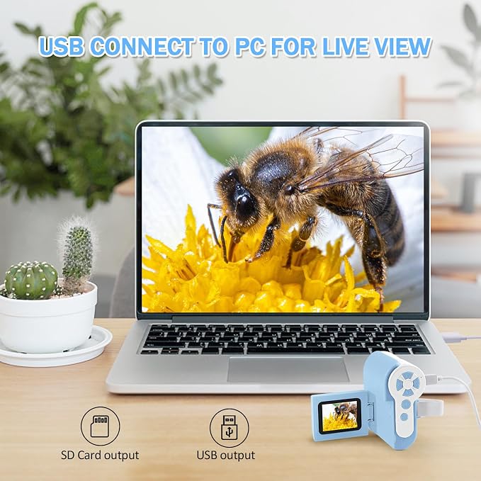 1000X Microscope for Kids 8-12, 4K HD Screen with 6 LED Lights, Portable Microscope for Outdoor STEM Learning, Rechargeable Science Kit, Birthday Easter Gifts for Kids