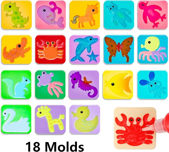 Kidisego Aqua Fairy Water Gel Kit for Kids, Magic Water Elf Toy Kit with 12 Colors 18 Molds 6 Pack of Magic Powder, Crate Your Own Magic Elf Kit Water Pets Craft Kits for Kids