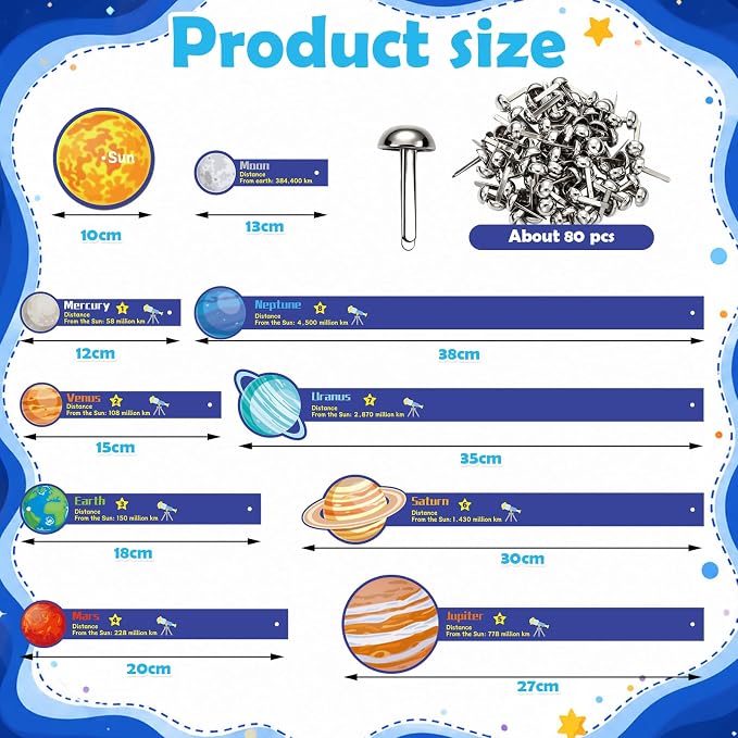 Glenmal 36 Set Solar System Model Craft Kit Kids DIY Planets Solar System Paper Art Set Decor Outer Space Preschool Activities Supplies for Montessori Learning Homeschool Toddler (Colorful)