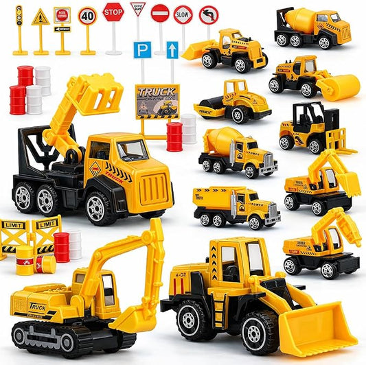 TOY Life 35-Pc Construction Vehicles, Trucks & Cake Toppers, Kids Ages 3-8