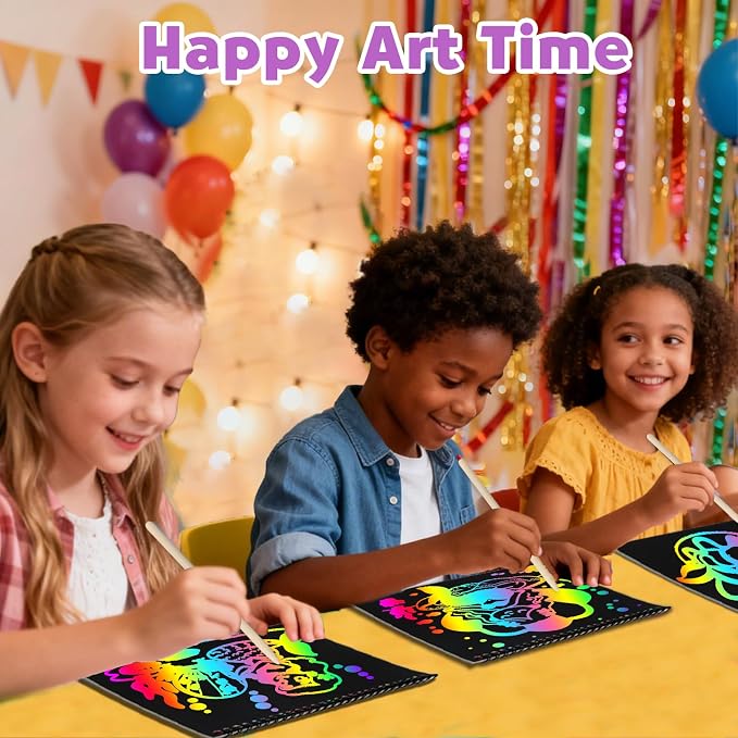 ZMLM Scratch Paper Art-Crafts Gift: 2 Pack Rainbow Notebooks Supplies Toys | Art Crafts for 3 4 5 6 7 8 9 10 11 12 Years Old Girls and Boys Kids Birthday Christmas Party Travel Games Activities Mermaid