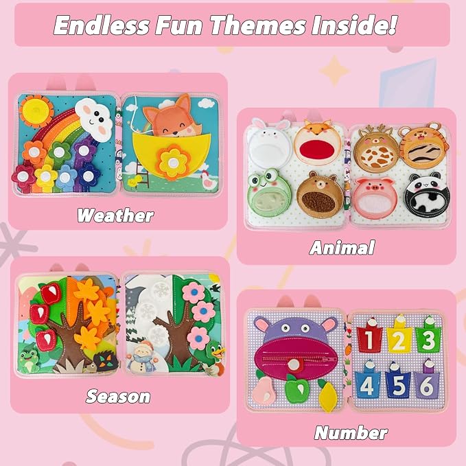 Cobelae Busy Book for Toddlers 1-3,Montessori Toys for 1 Year Old | Baby Travel Toys,Educational Activity Book,Washable Felt Busy Board,Develop Fine Motor Skills, Boys Girls Gifts