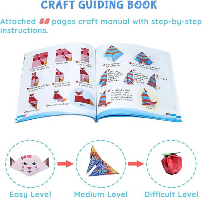 Origami Kit for Kids Ages 5-16, 116 pages with 54 Patterns & Instruction Book | Origami Paper Kit for Beginners & Advanced | Arts & Crafts Toys for Girls & Boys Ages 8-12 | Birthday & Christmas Gifts
