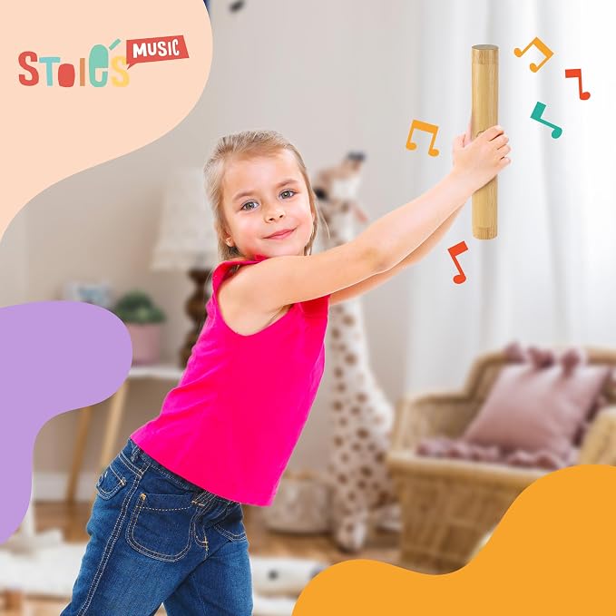 Stoie's 13.8" Wooden Rainstick - Support Auditory Memory, Coordination and Fine Motor Skills - Soft, Calming Sound for Relaxation - Lightweight and Portable - Durable, Kid-Safe Materials