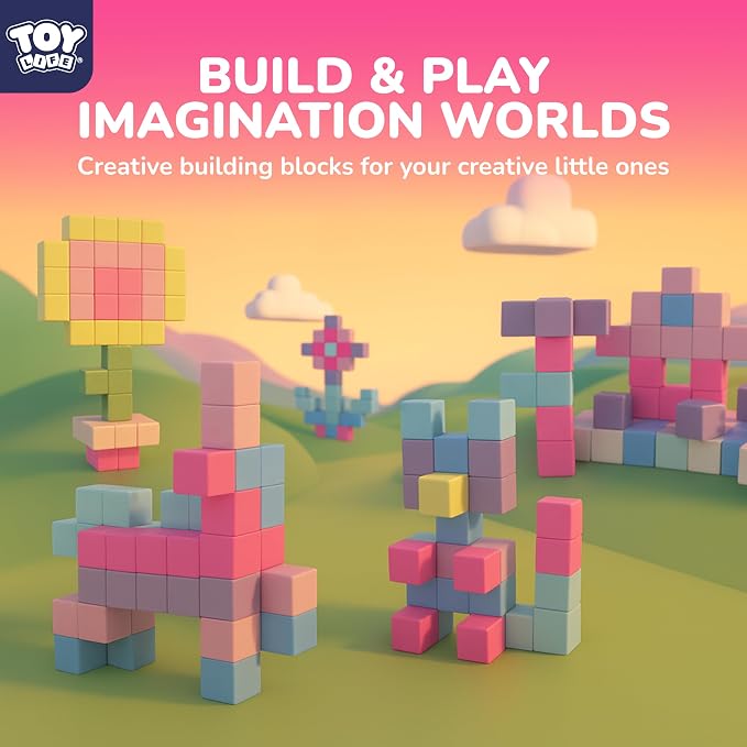 TOY Life Pastel Magnetic Blocks, 48-Piece STEM Set, Ages 3-8 | 6 soft colors, smooth ABS cubes, open-ended construction, spatial play, birthday gift