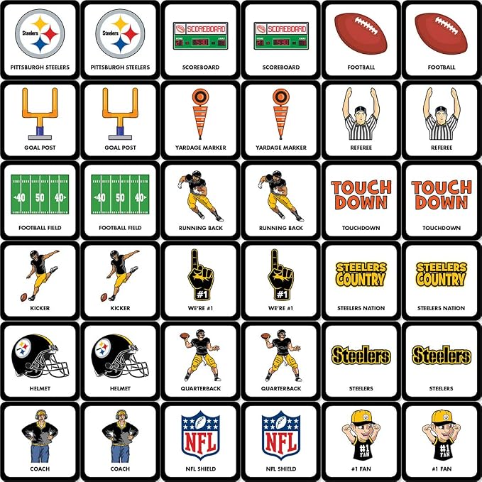 MasterPieces Officially Licensed NFL Pittsburgh Steelers Picture Matching Card Game for Kids and Families