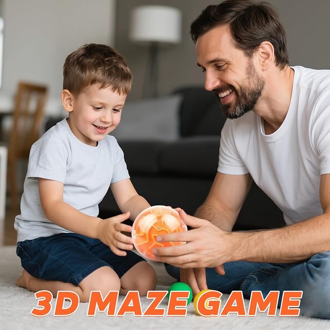 3D Memory Sequential Maze Ball, Puzzle Ball Toy, Brain Teasers for Kids 8-12 - Challenges Game Lover Balls Brain Teasers Game, Christmas Stocking Stuffers(Orange)