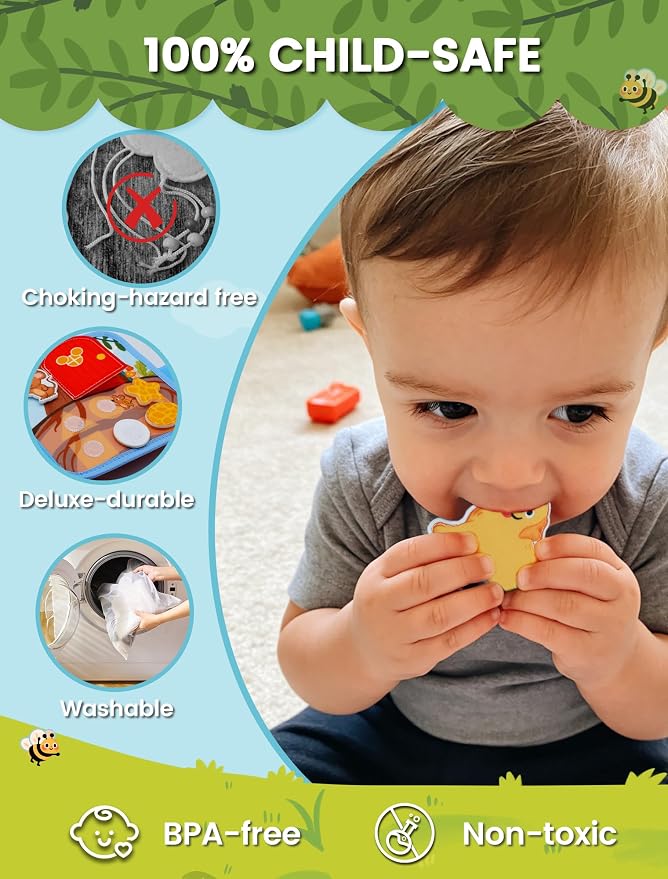 Toddler Busy Book Montessori Toys, Busy Board for Toddlers 1-3, Dog book | Travel toys, Travel essential, Learning activity, Quiet play, Gift ideal, Soft felt book, BPA-free, Non-toxic, Screen-free