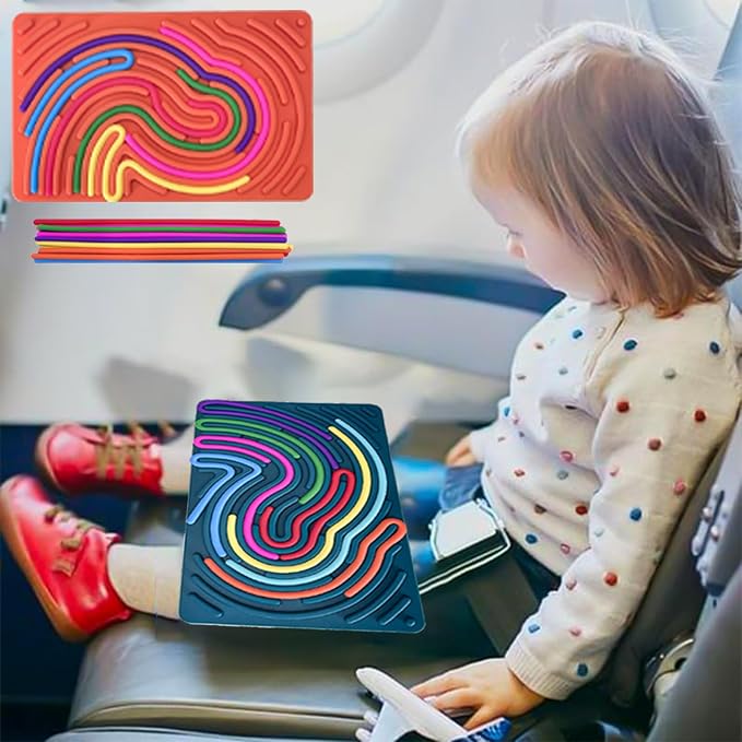 2 Pack Sensory Activity Boards, Sensory Fidget Toys for Stress Relief | Quiet Sensory Toys, Fidget Toys for Adults and Kids, 28 Colorful Strings, Screen-Free Travel Activity for Car and Airplane